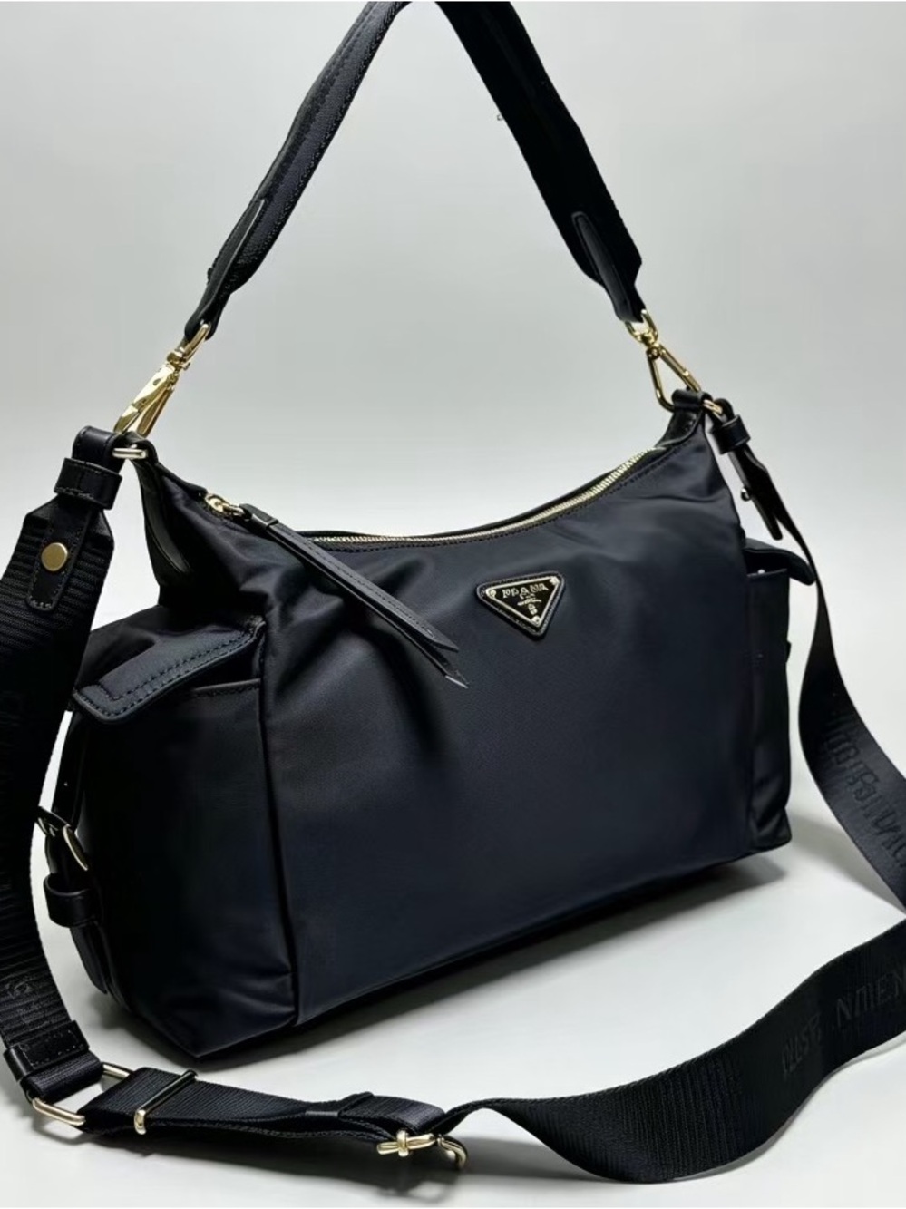 Pradaa Black Nylon Shoulder Bag